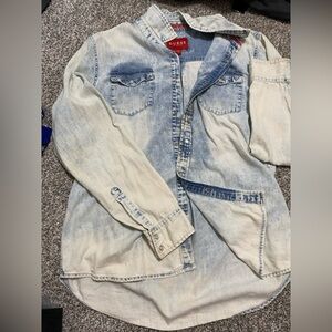 Guess acid wash denim Button Down Shirt